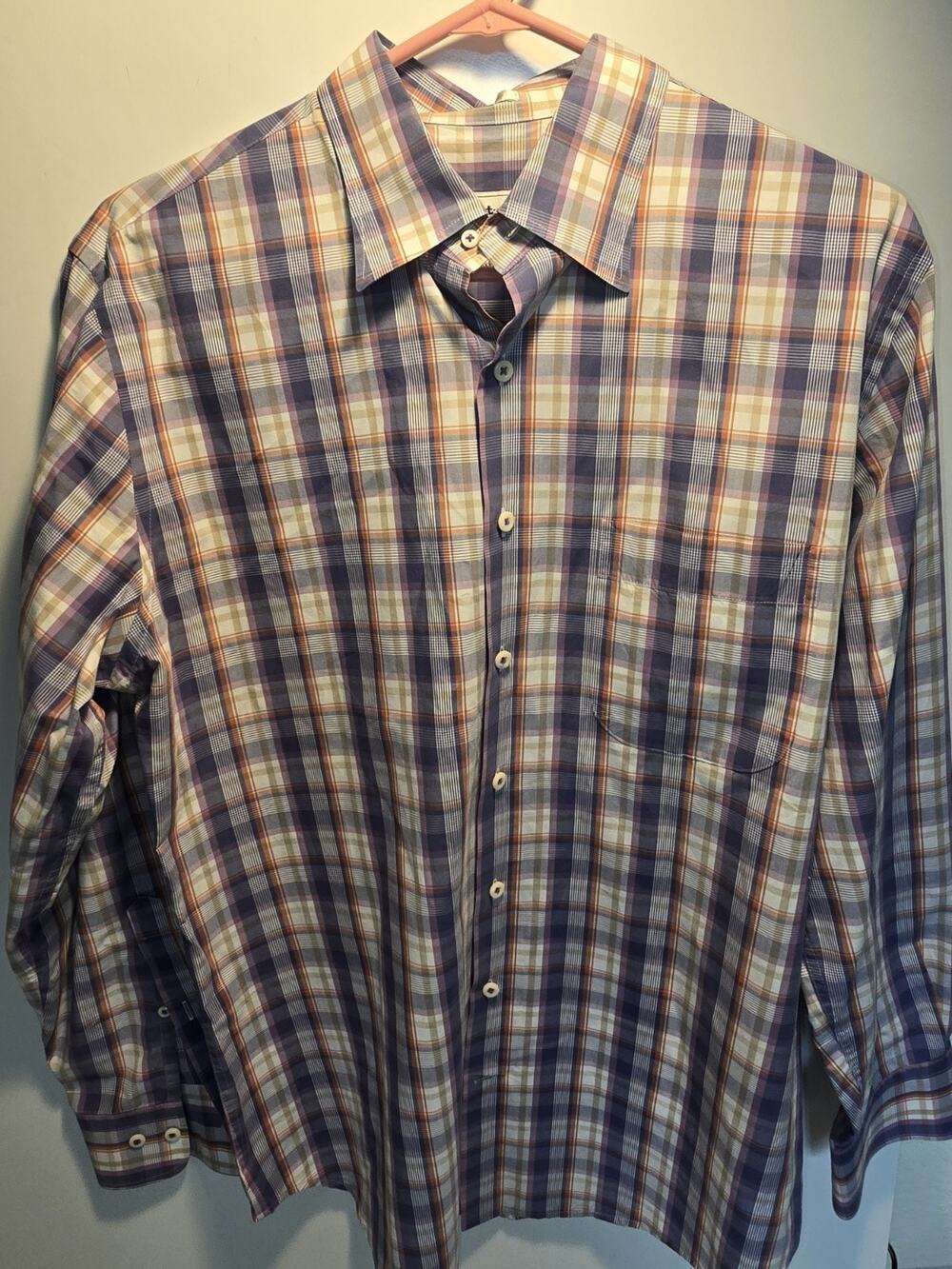 Peter Millar Button Front Shirt Plaid Checks Weekender Wash Long Sleeve Medium M - Picture 1 of 8